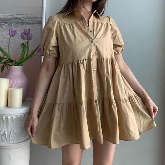 Zara Dresses & Skirts - Brown poplin dress